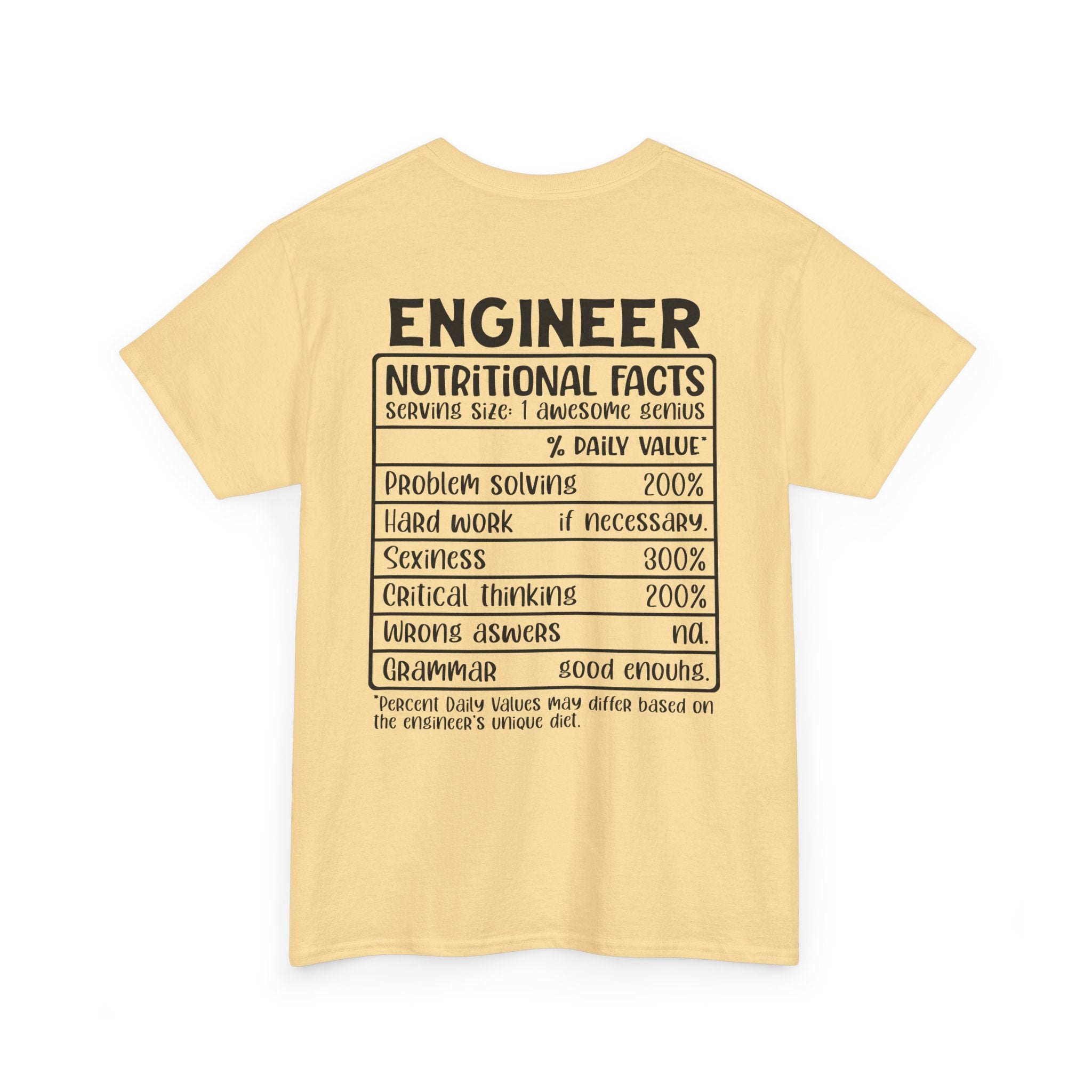 Engineer Nutritional Facts T-Shirt – Funny Engineering Graphic Tee Secondary image