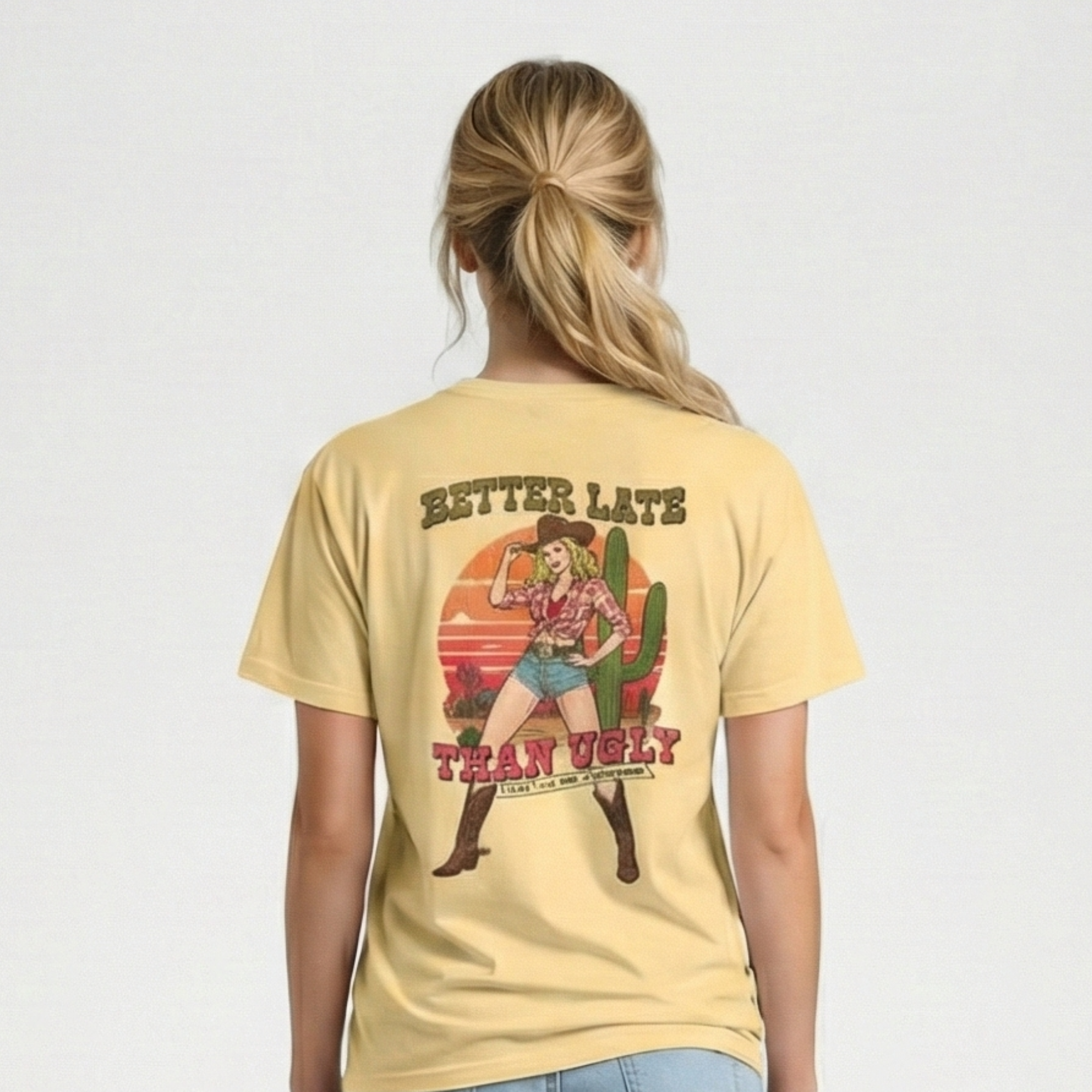 Better Late Than Ugly Women’s Tee – Cute Retro Graphic Shirt Main image