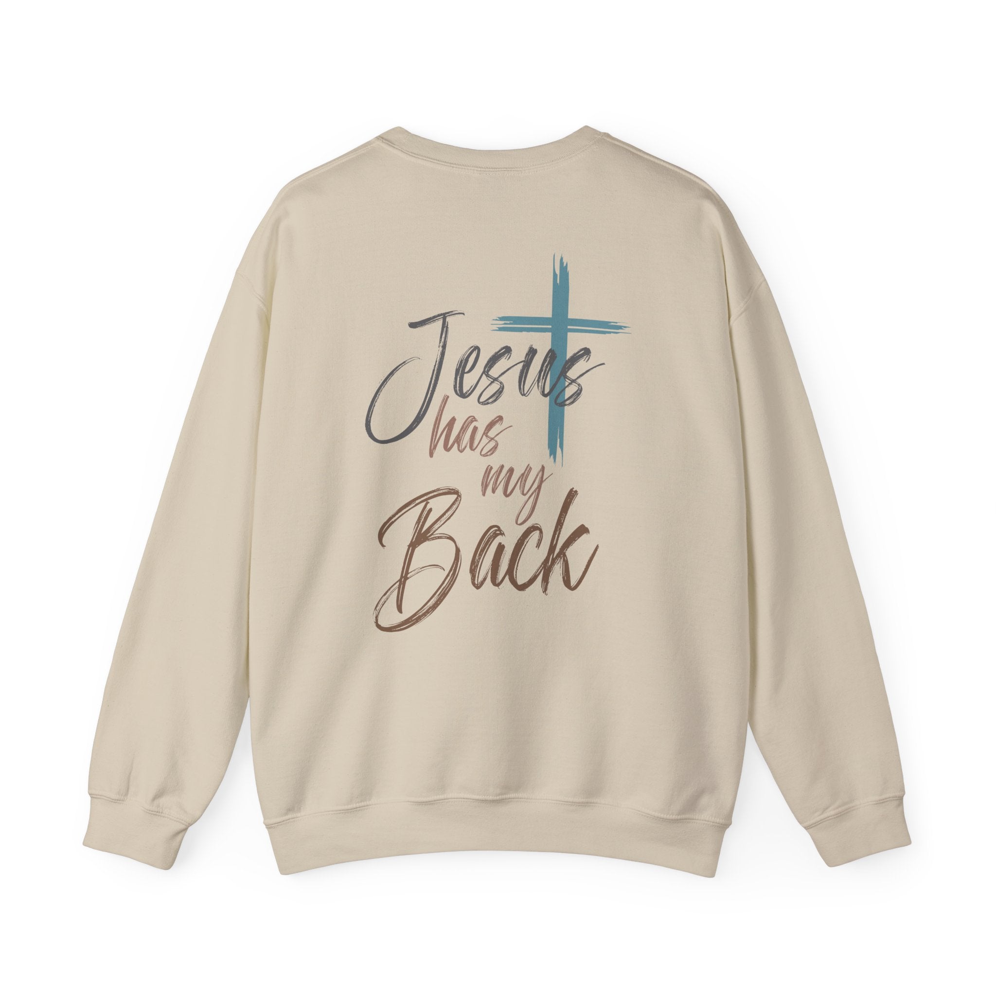 Jesus Has My Back Sweatshirt – Faith-Based Unisex Crewneck