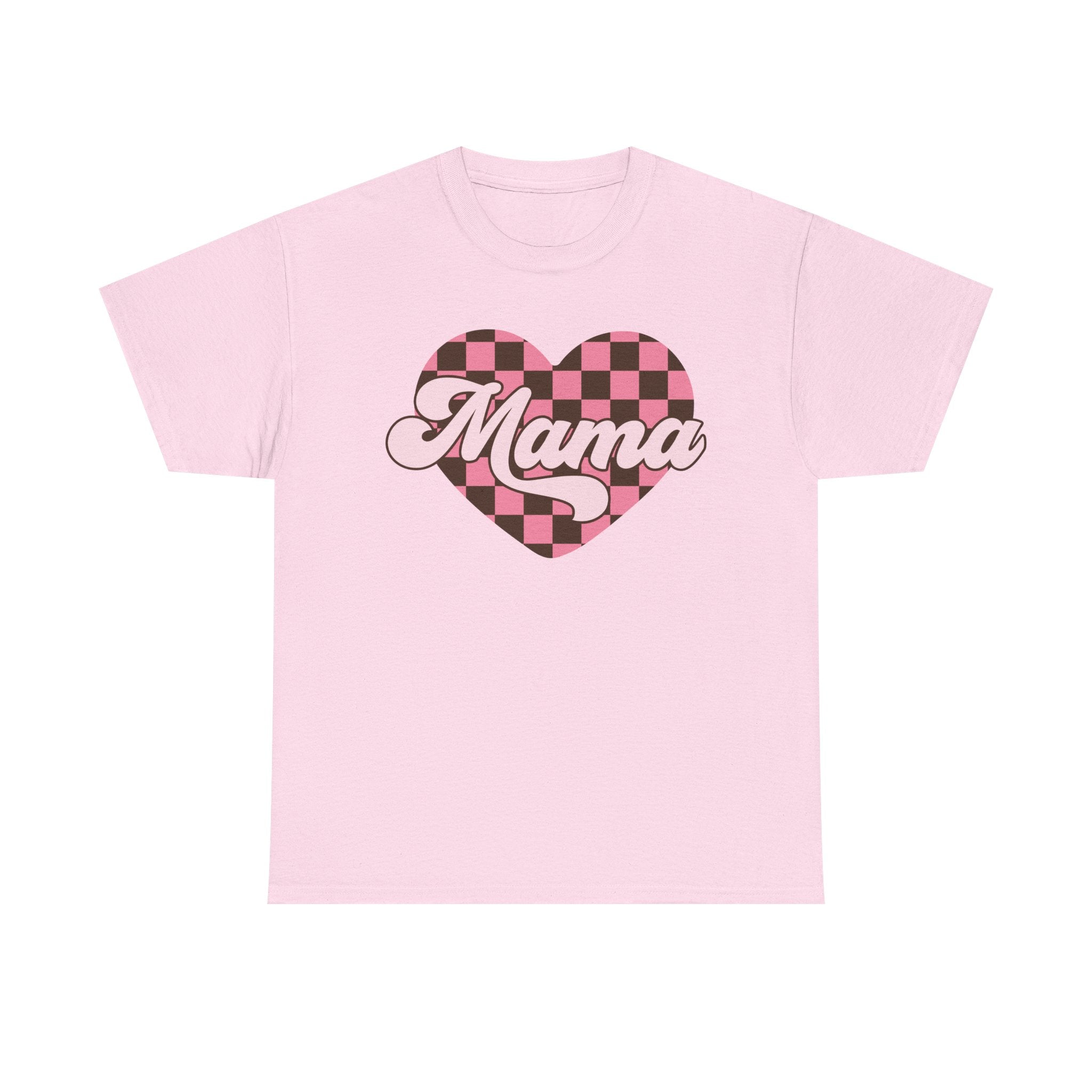 Mama Retro T-Shirt – Checkered Heart Graphic Tee Secondary image