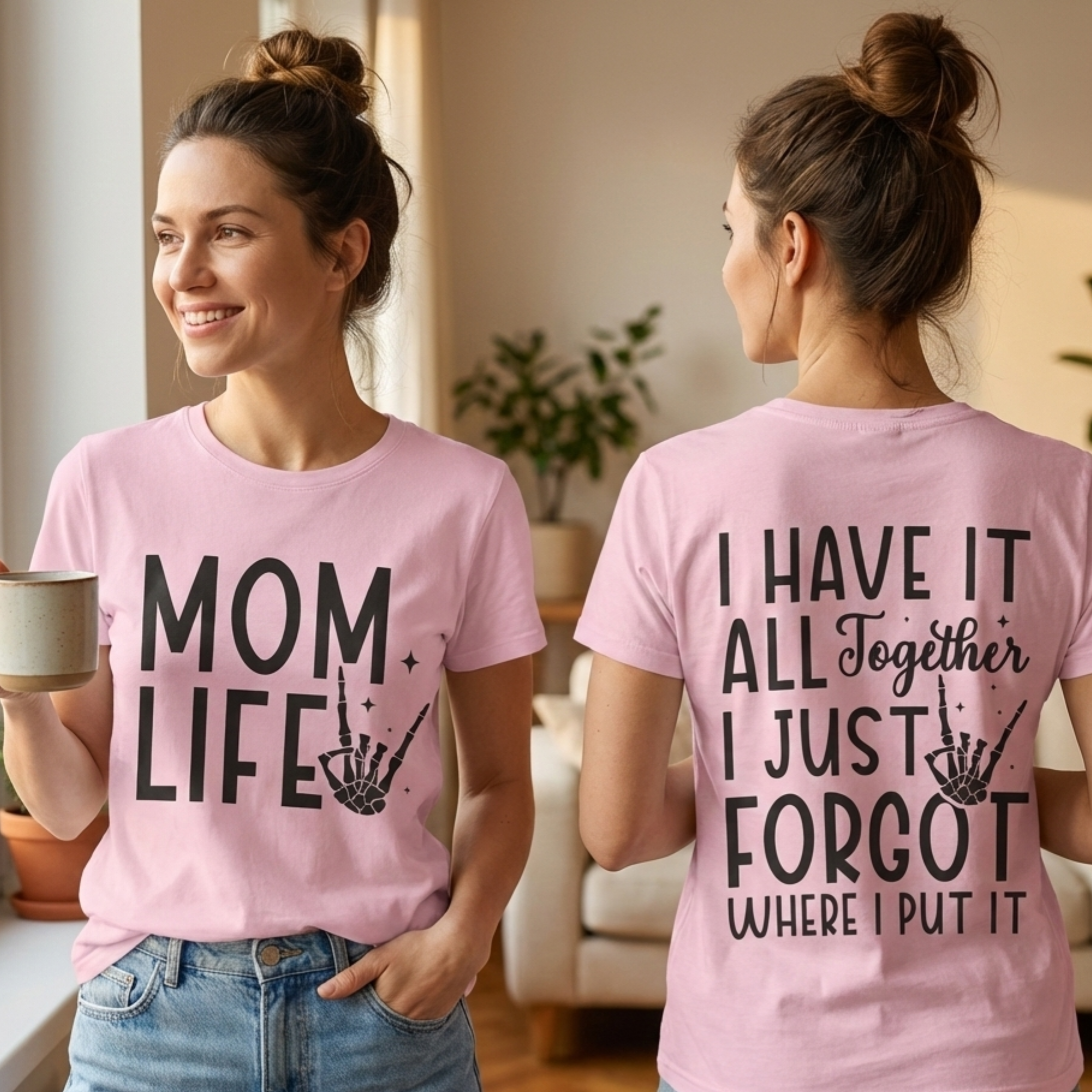 Mom Life T Shirt – Funny Double-Sided Graphic Tee for Moms