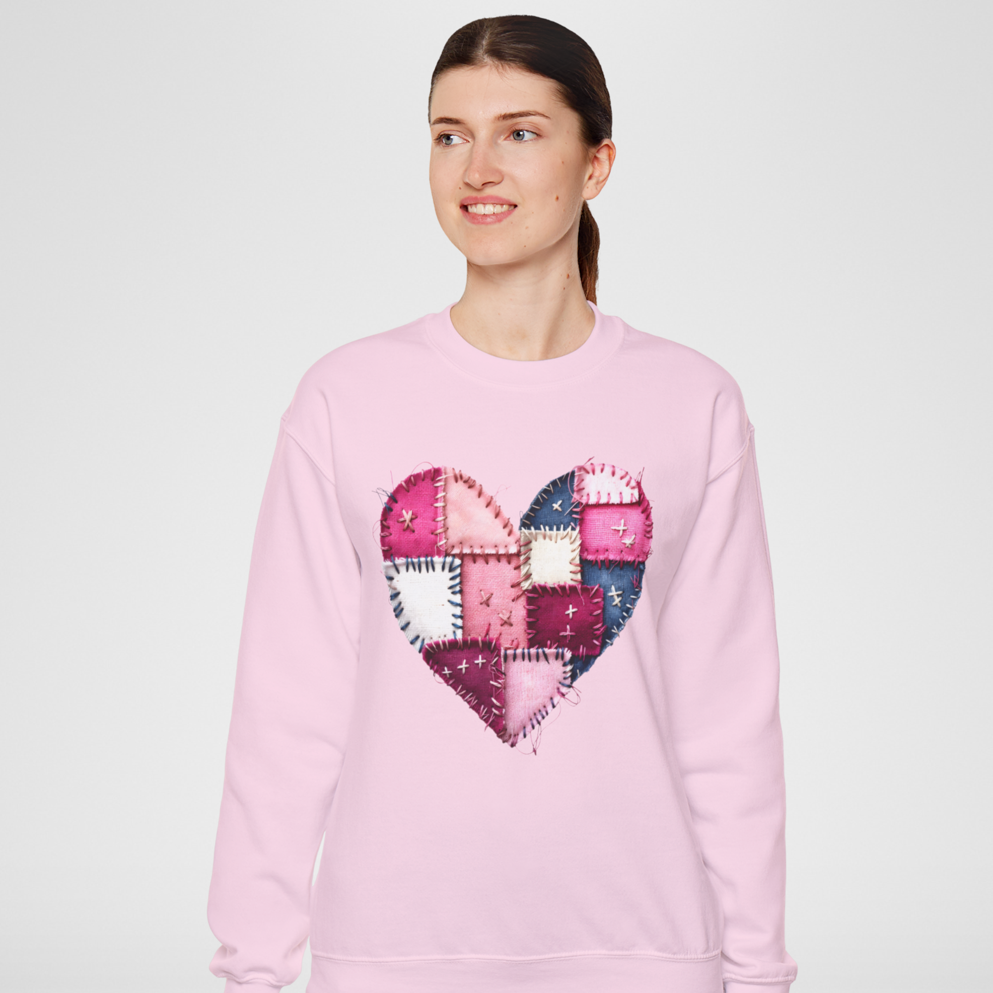 Patchwork Heart Sweatshirt – Cute Cozy Valentine Crewneck Main image