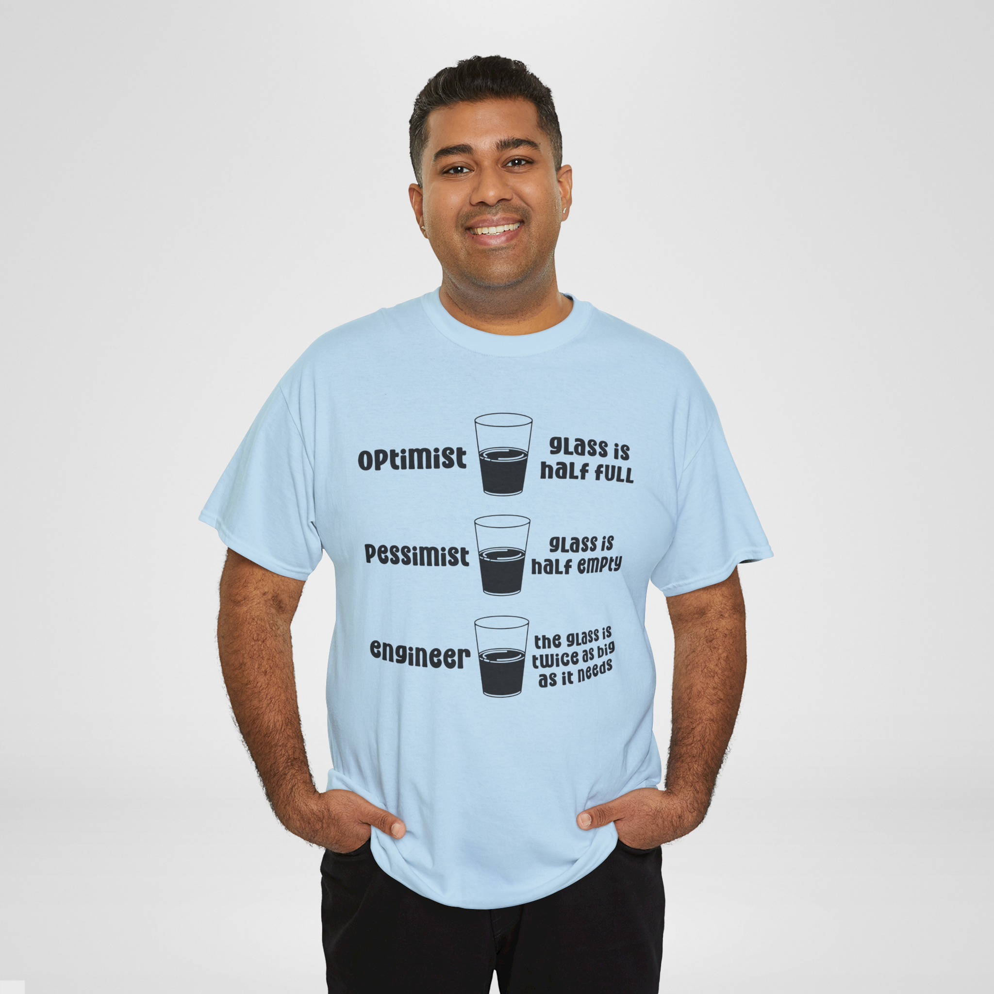 Engineer Glass Is Twice As Big T-Shirt – Funny Engineering Tee Main image