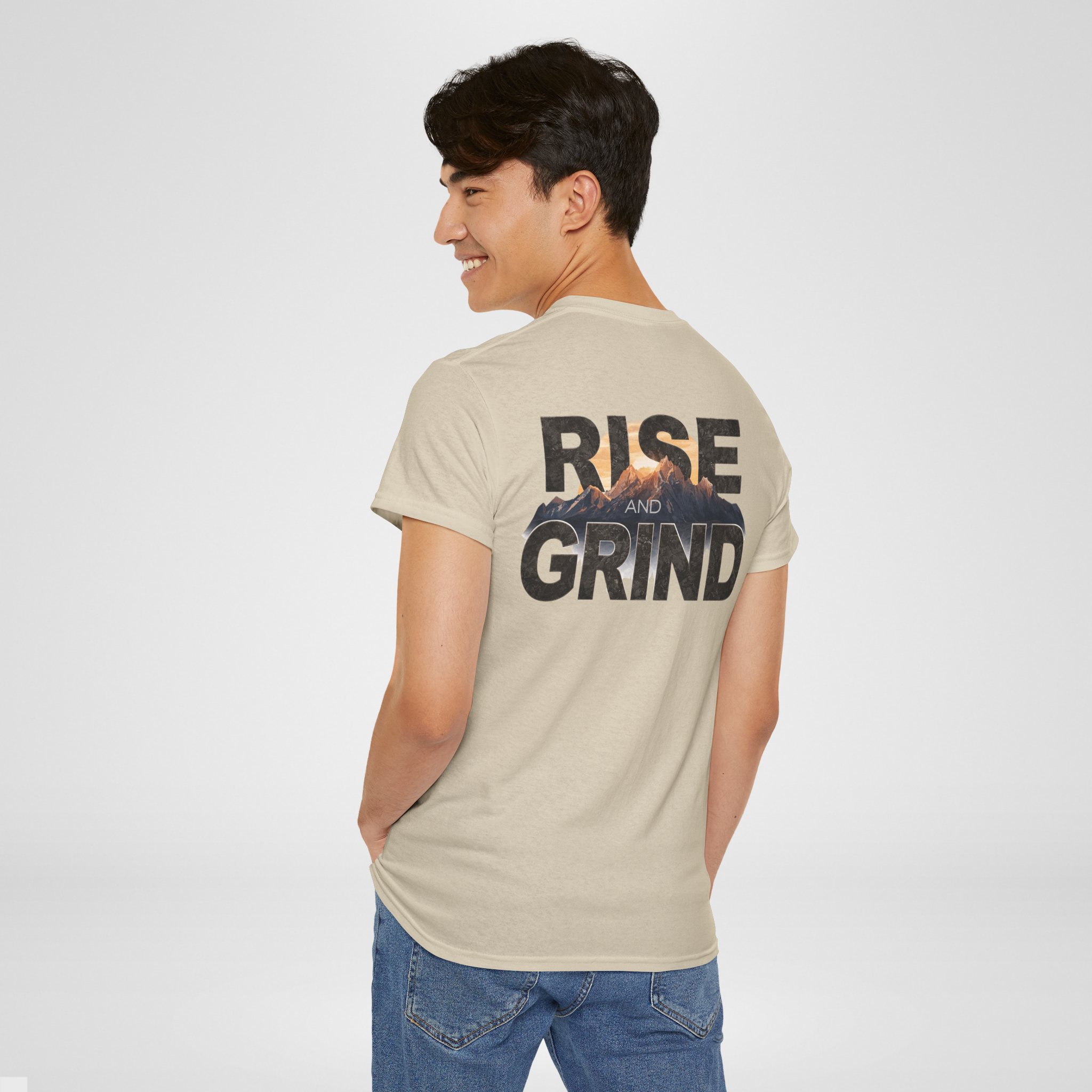 Rise and Grind Motivational Mountain T-Shirt Main image