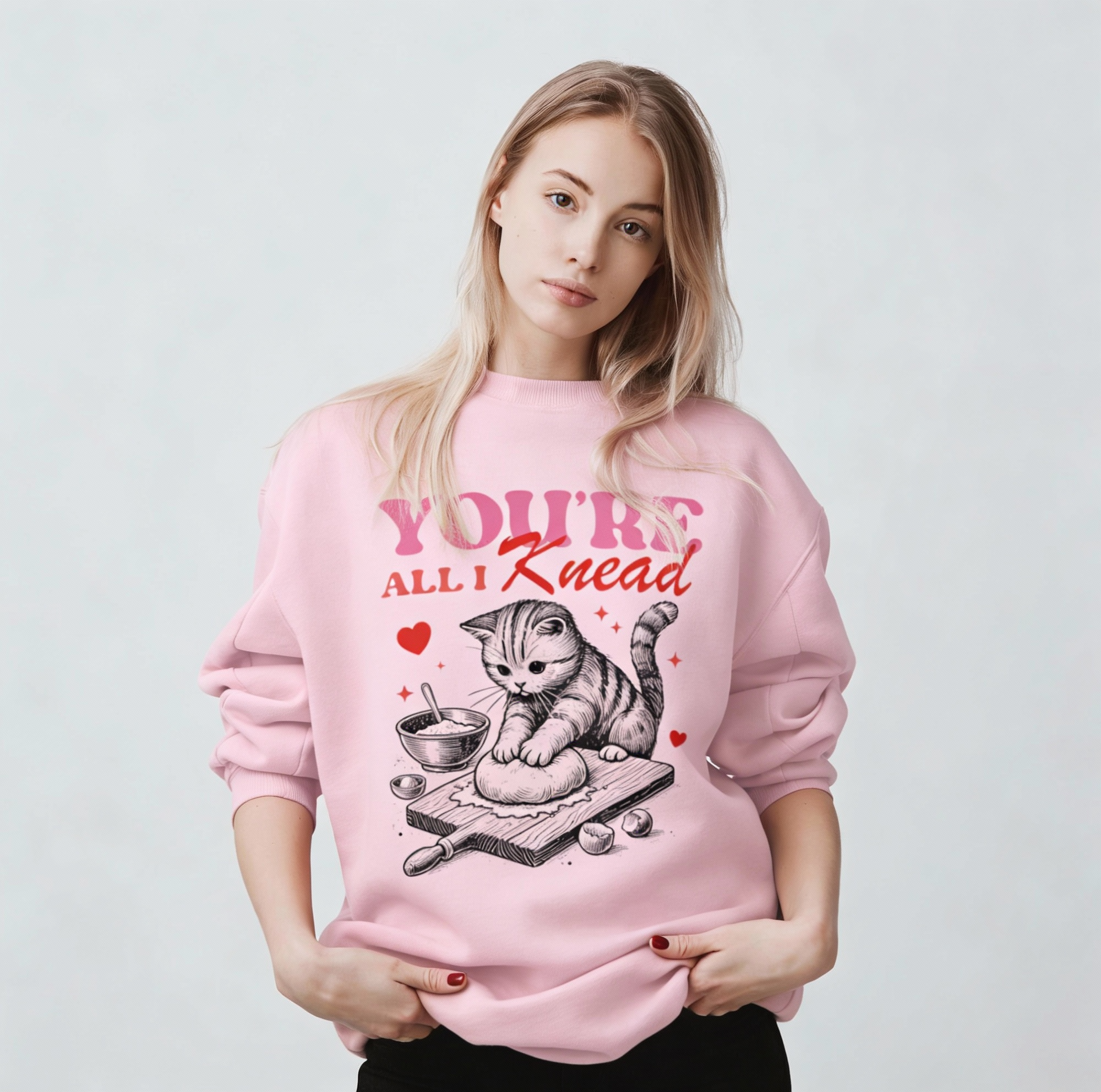 You’re All I Knead Cat Sweatshirt – Cute Valentine Baking Crewneck Main image